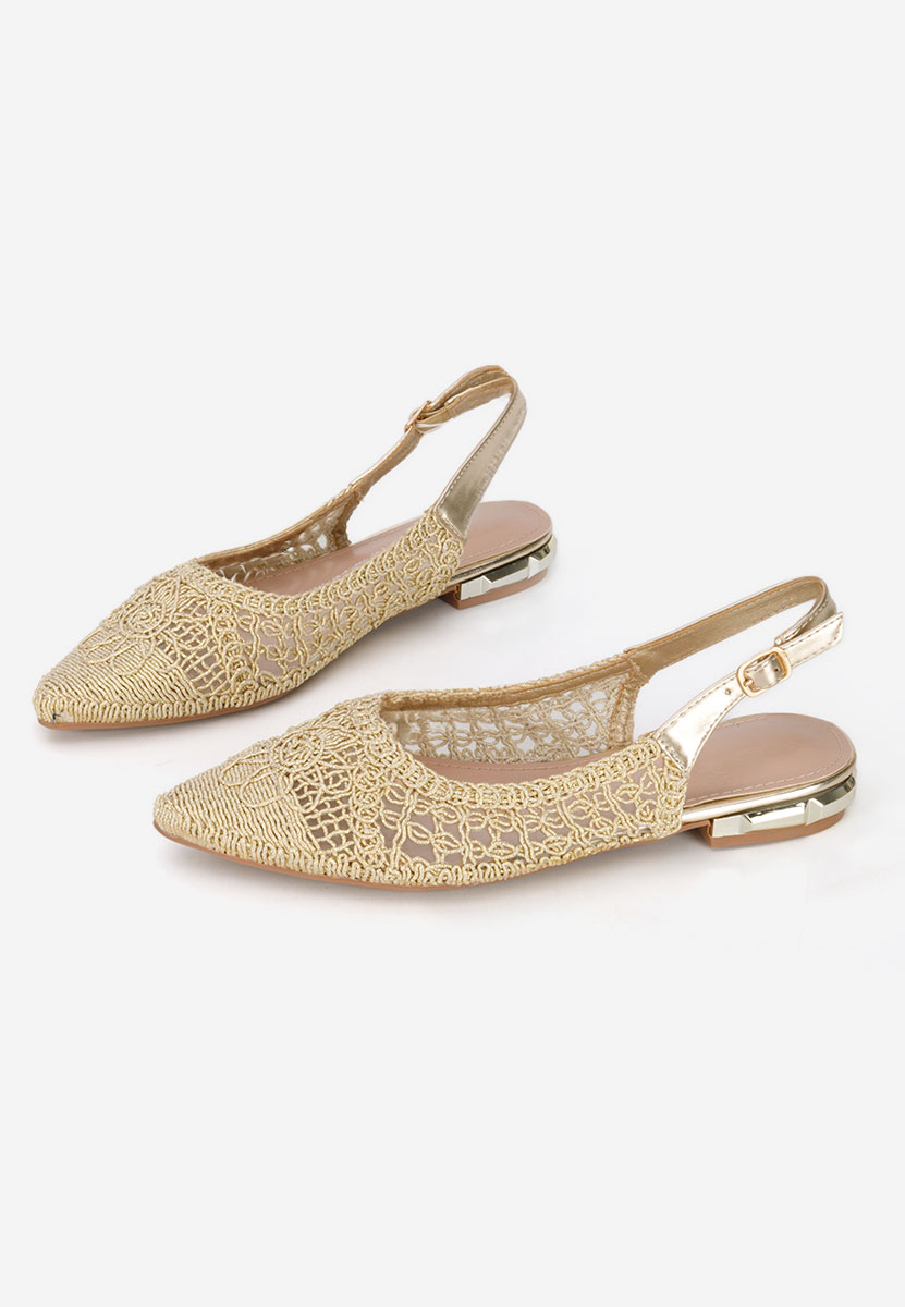 Złote baleriny damskie Kapia