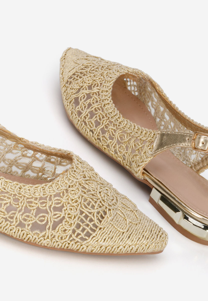 Złote baleriny damskie Kapia