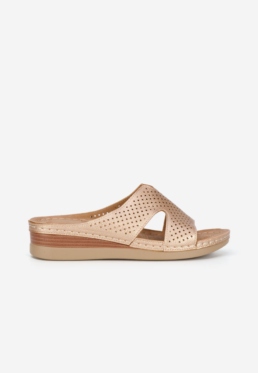 Szampańskie klapki na koturnie Hermana