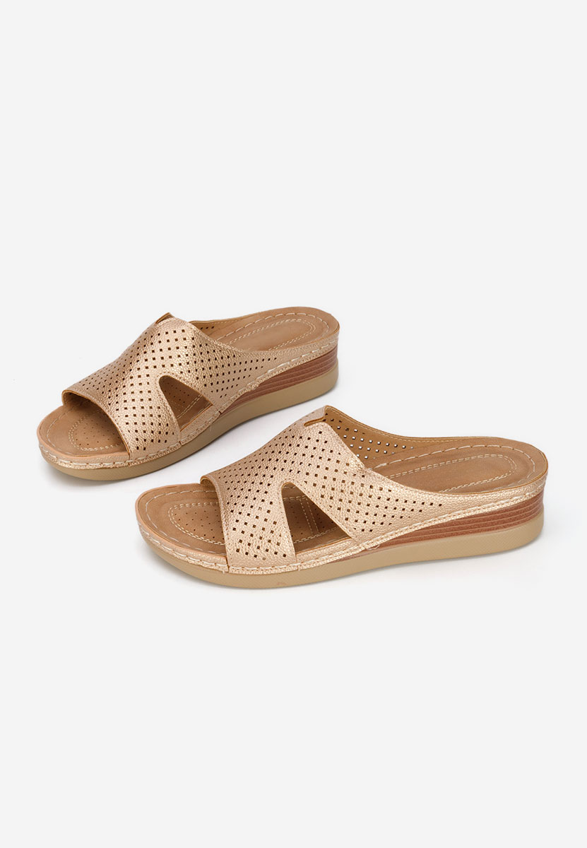 Szampańskie klapki na koturnie Hermana