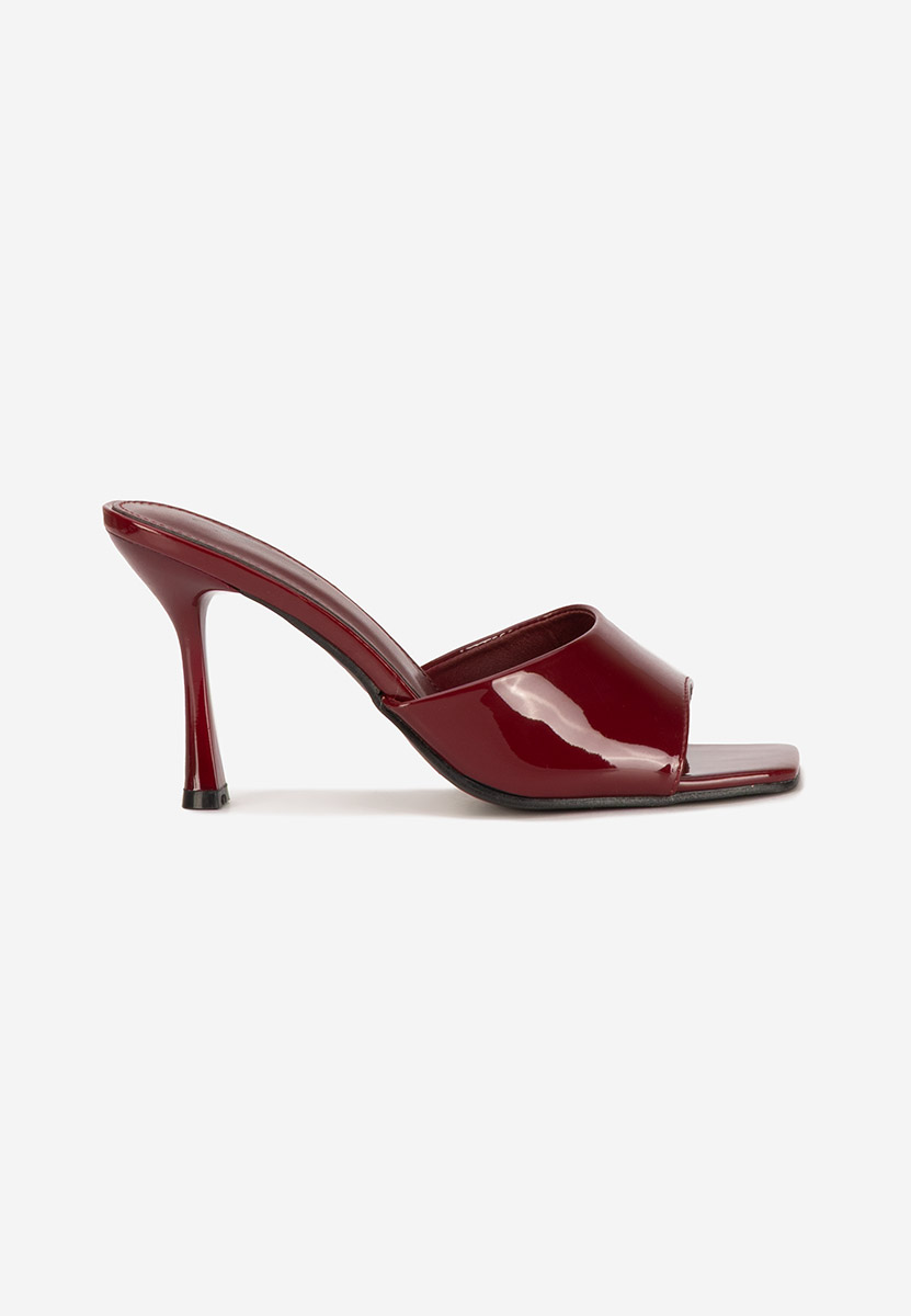Bordowe klapki na obcasie Eliseia