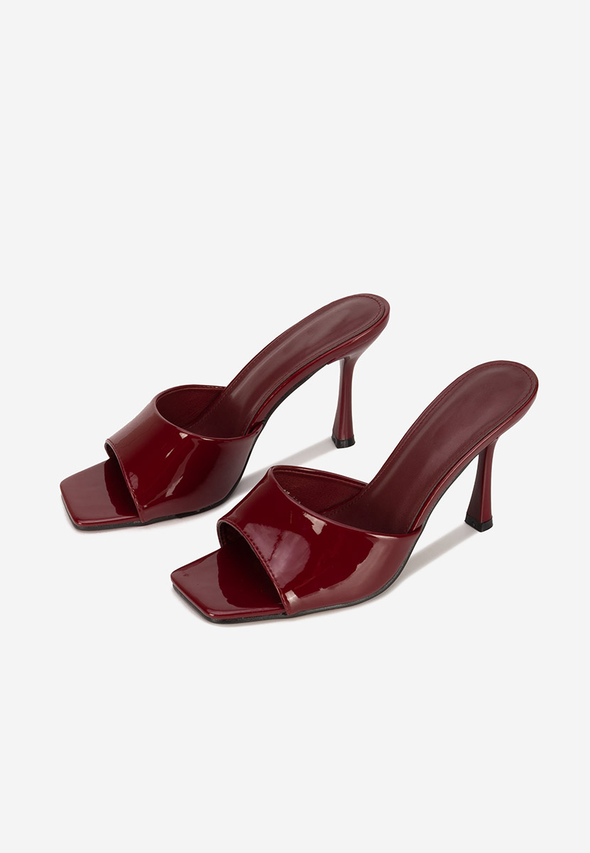 Bordowe klapki na obcasie Eliseia