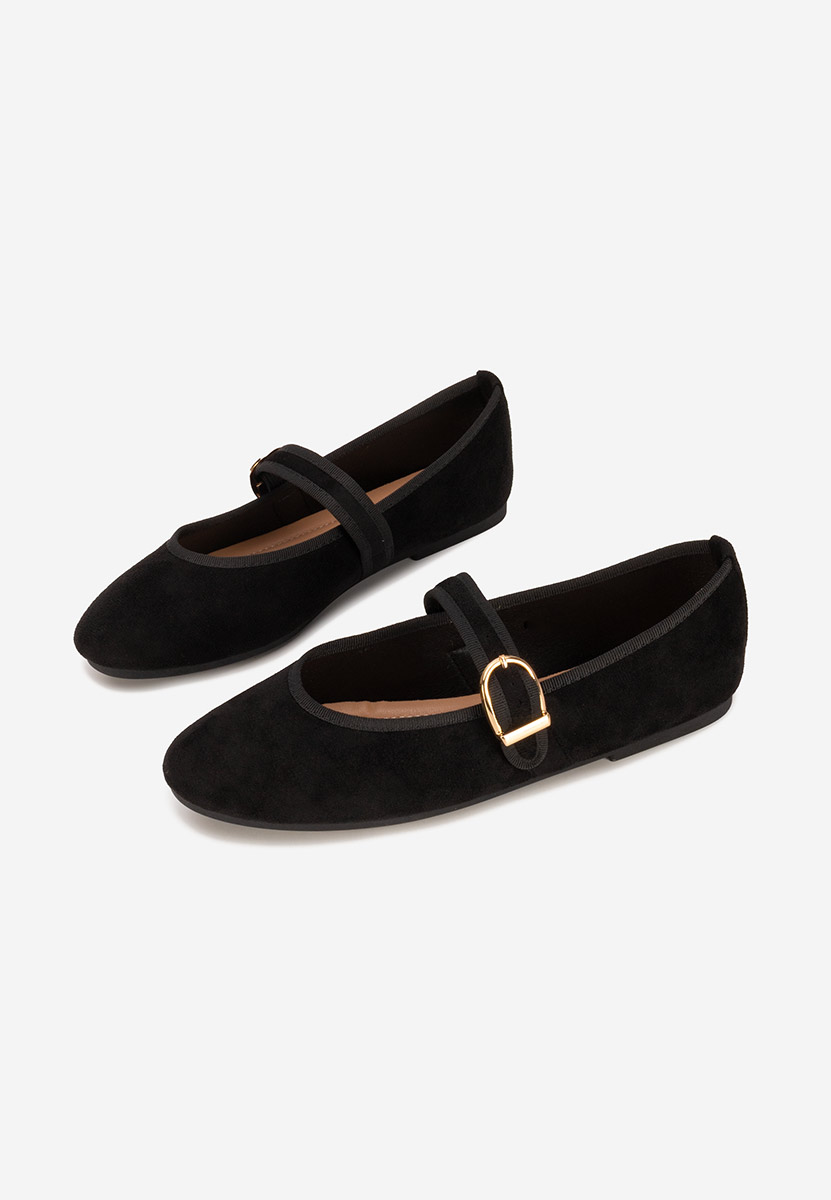 Czarne baleriny z paskiem Alecsona