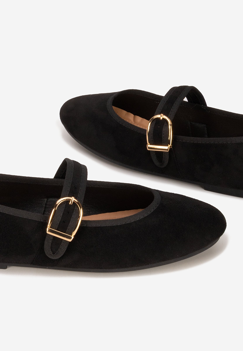 Czarne baleriny z paskiem Alecsona