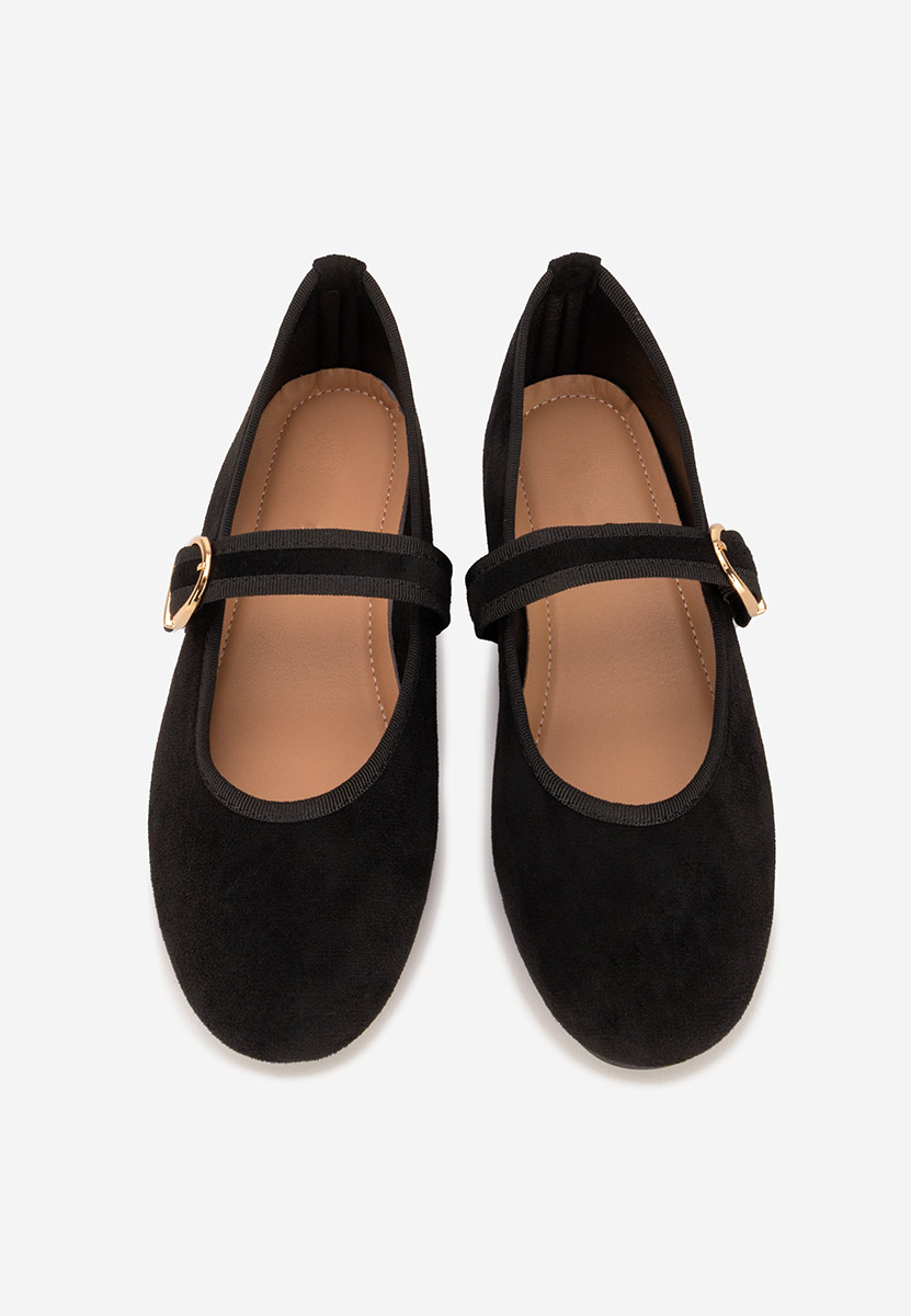 Czarne baleriny z paskiem Alecsona