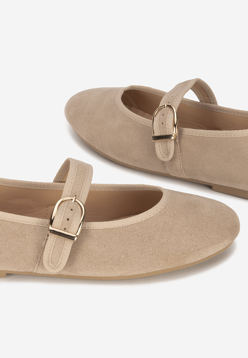 Khaki baleriny z paskiem Alecsona