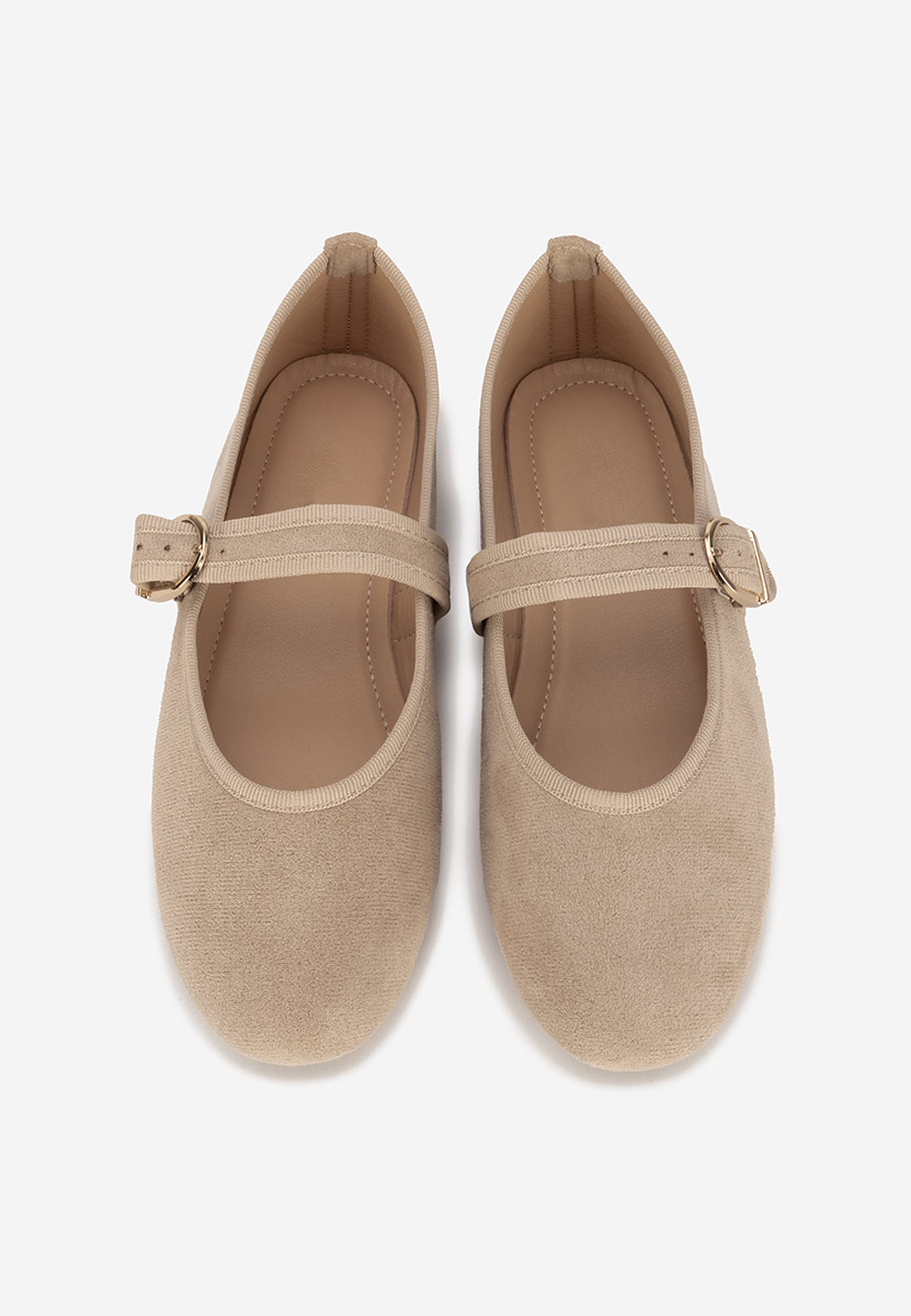 Khaki baleriny z paskiem Alecsona