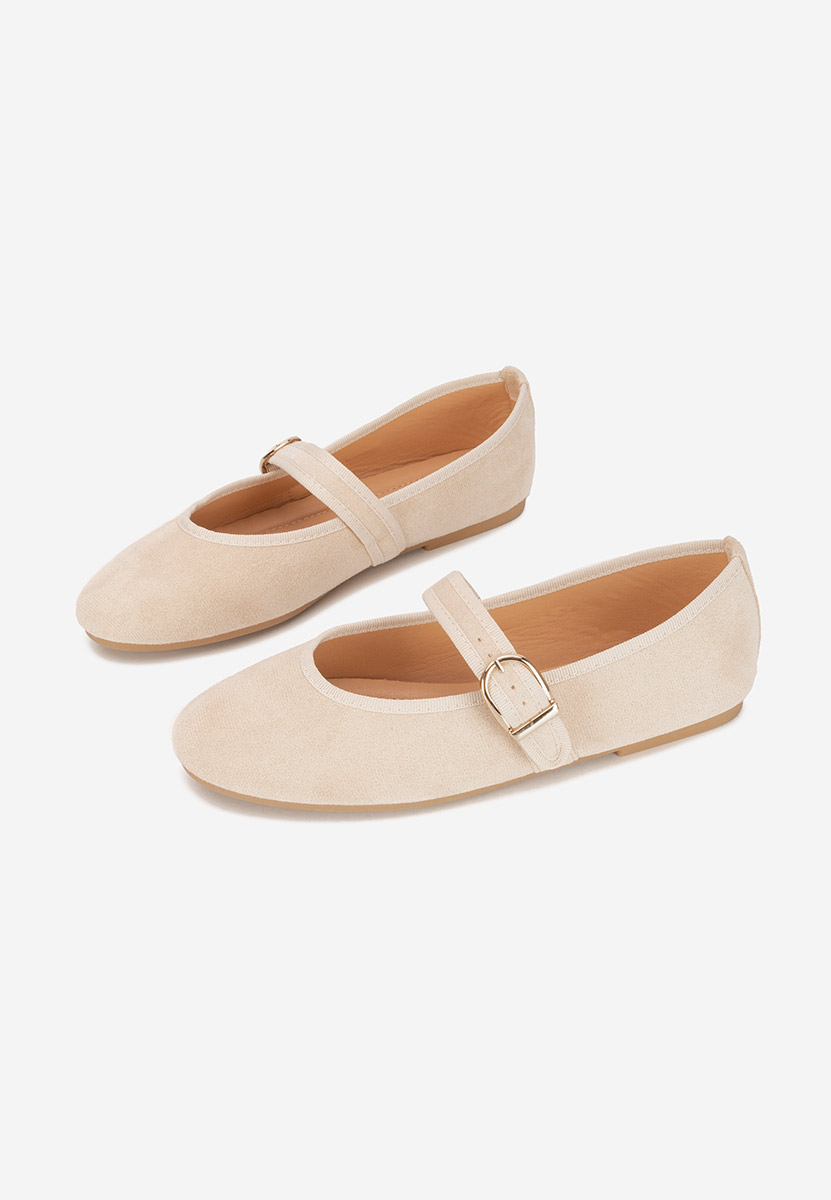 Beżowe baleriny z paskiem Alecsona