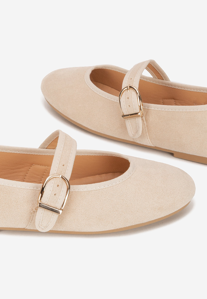 Beżowe baleriny z paskiem Alecsona