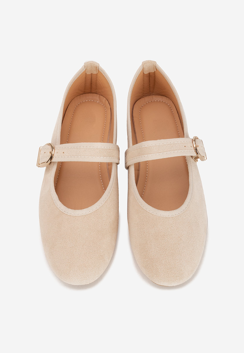 Beżowe baleriny z paskiem Alecsona