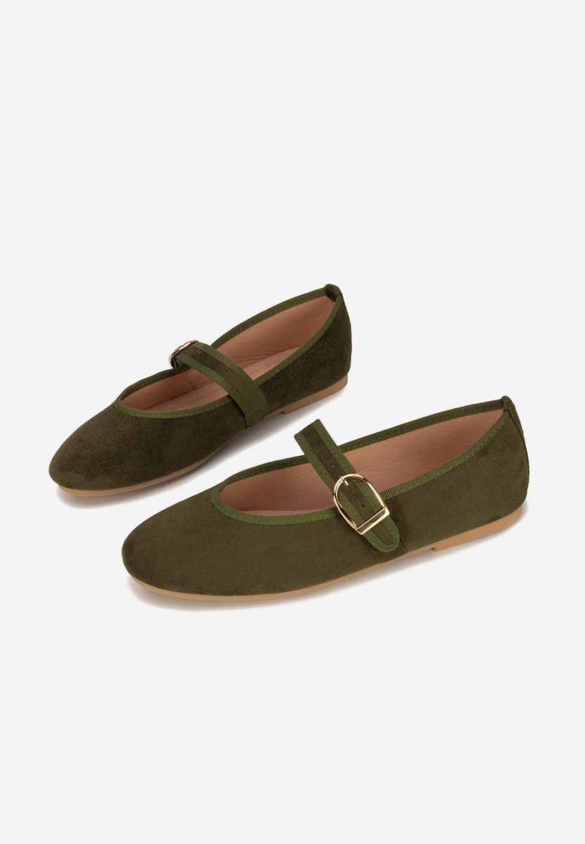 Zielone baleriny z paskiem Alecsona