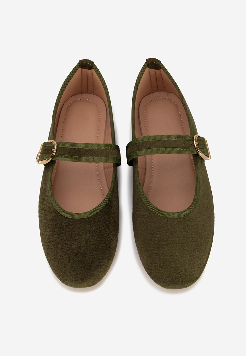 Zielone baleriny z paskiem Alecsona