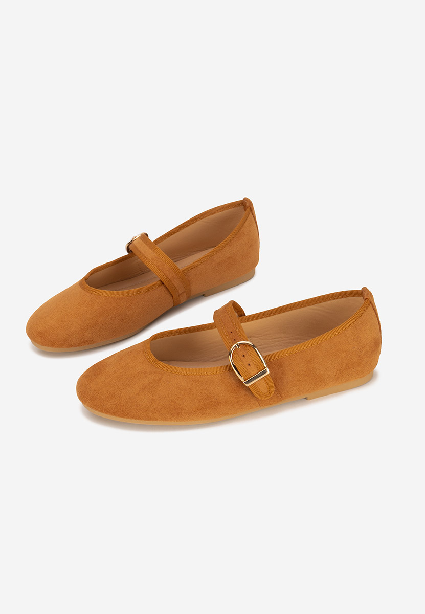 Camelowe baleriny z paskiem Alecsona