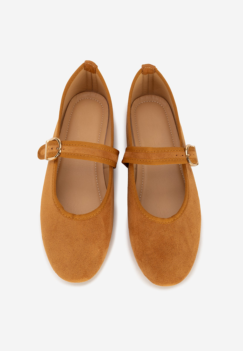 Camelowe baleriny z paskiem Alecsona