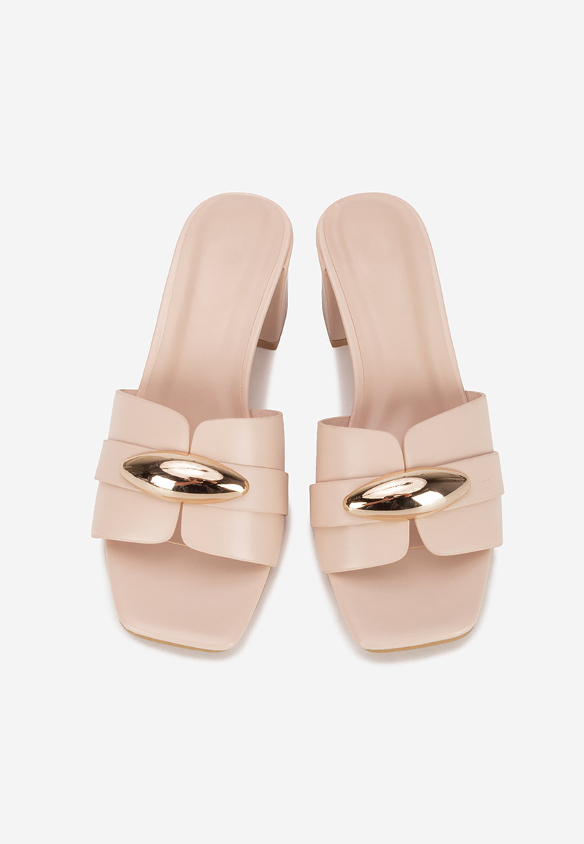 Beżowe klapki na obcasie Siminea