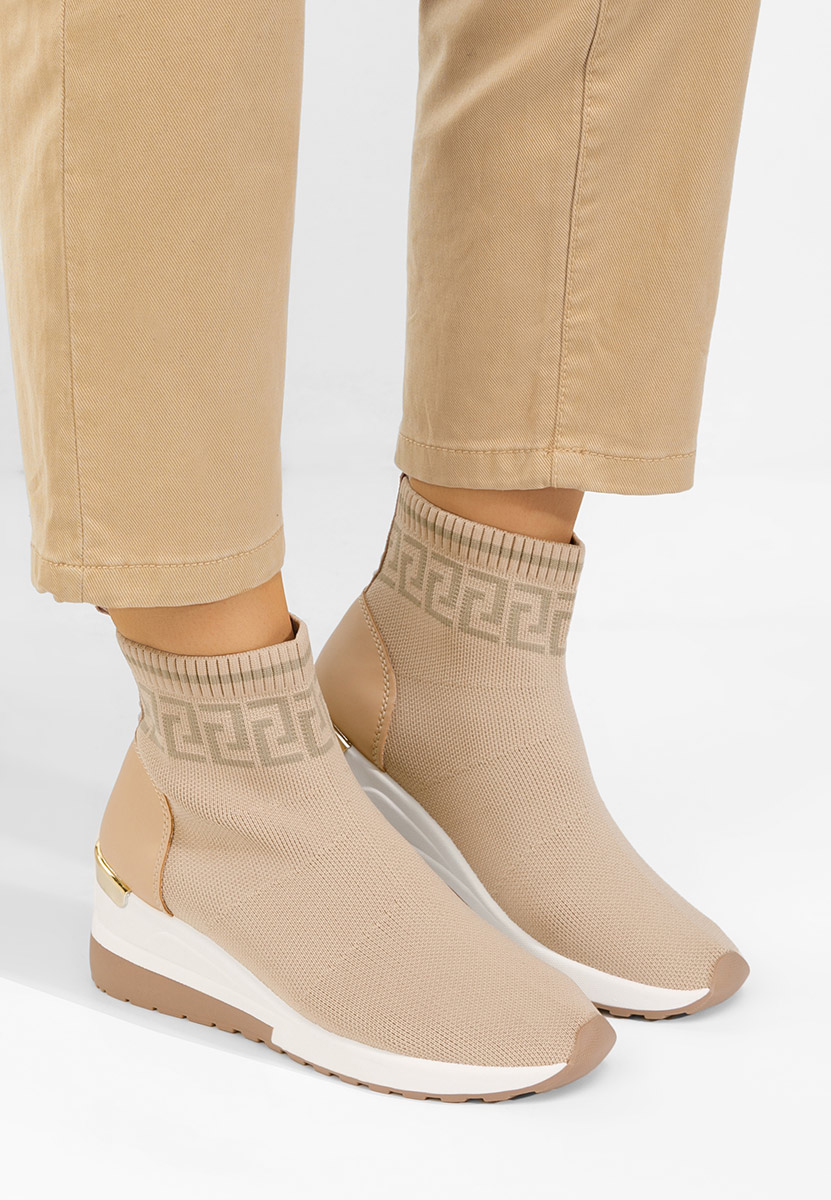 Beżowe sneakersy wysokie Ofelina