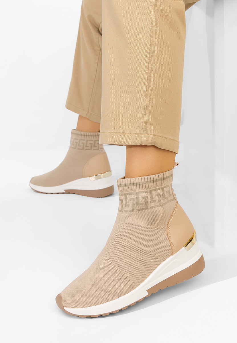 Beżowe sneakersy wysokie Ofelina