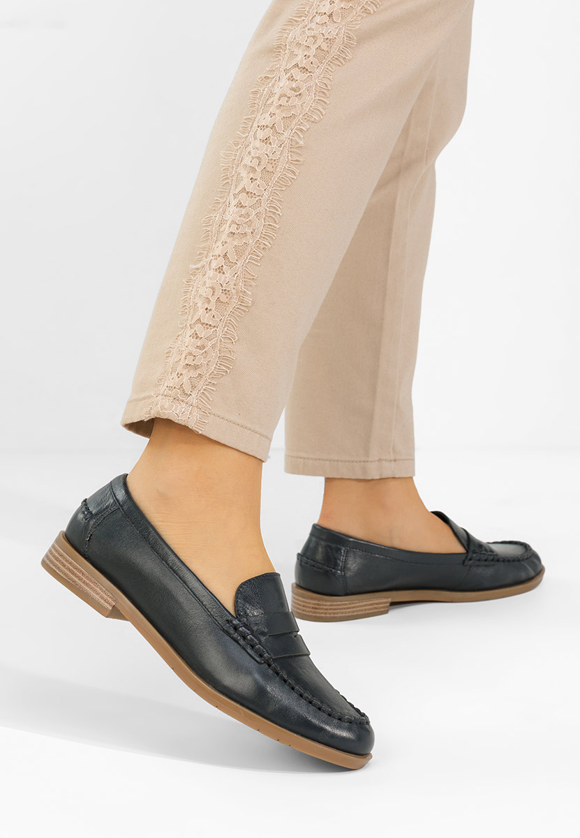 Granatowe mokasyny damskie skórzane Meltanea