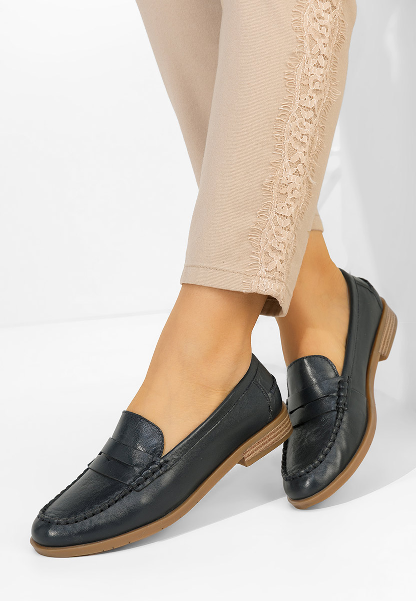 Granatowe mokasyny damskie skórzane Meltanea