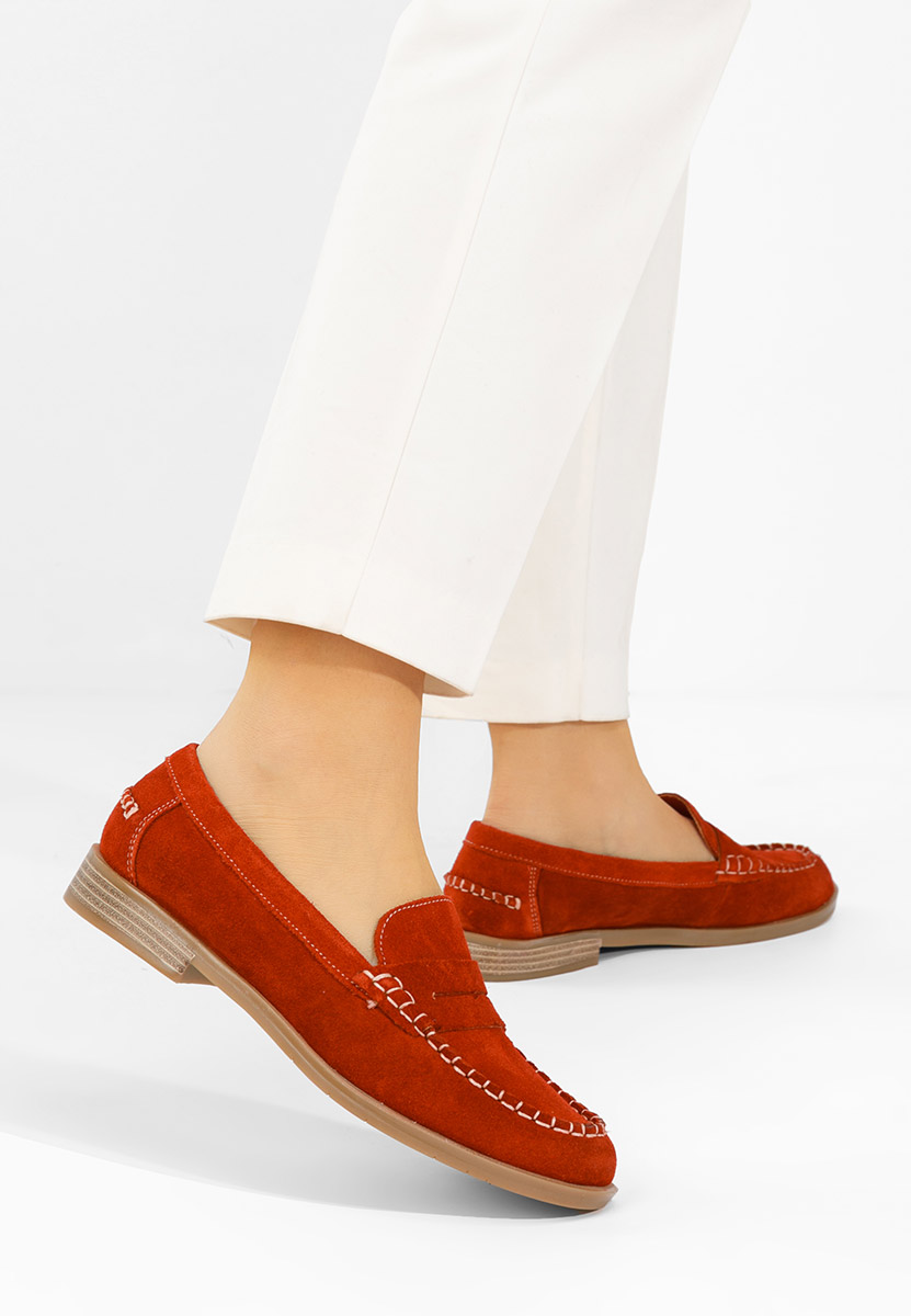 Czerwone mokasyny damskie skórzane Meltanea