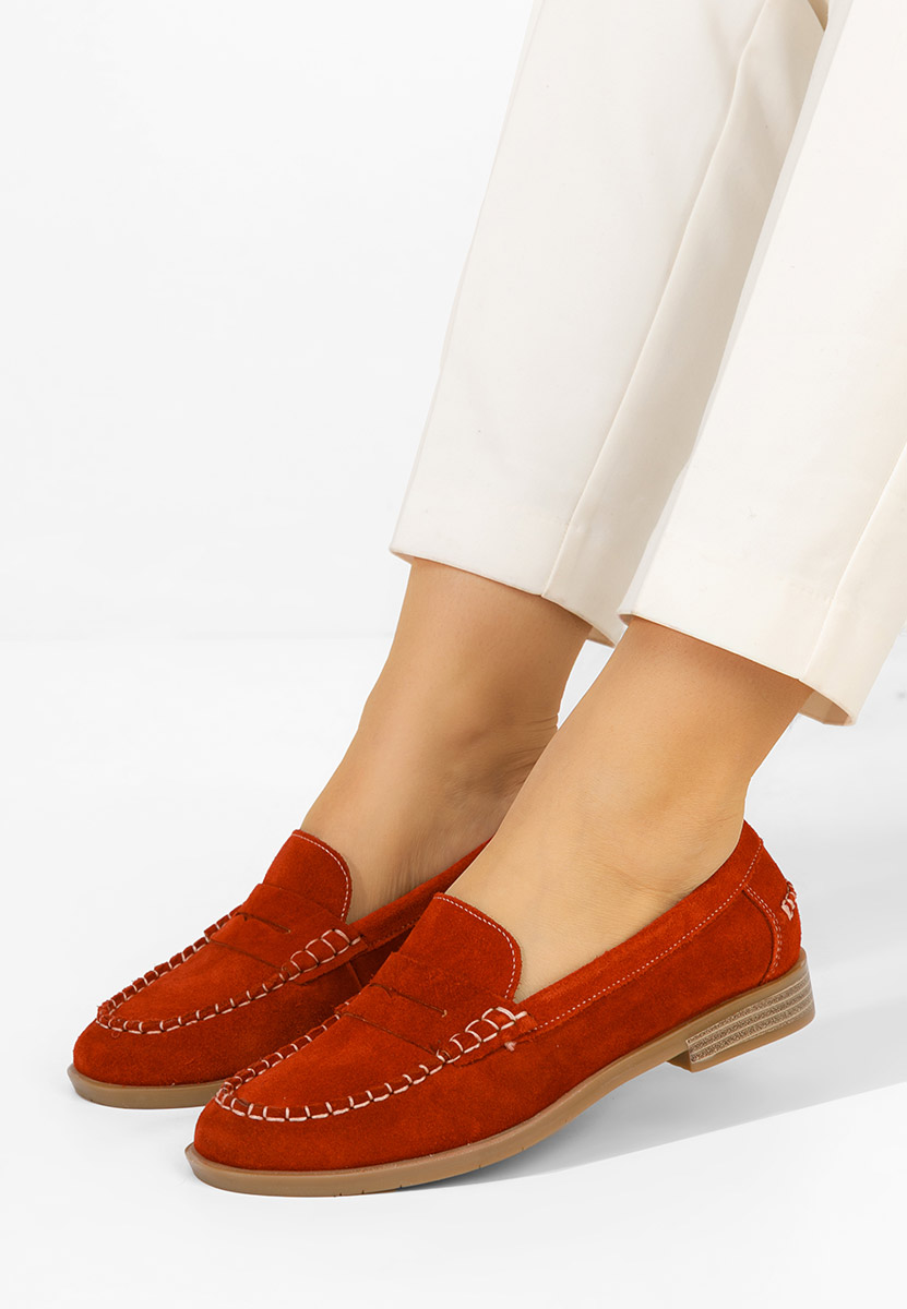 Czerwone mokasyny damskie skórzane Meltanea