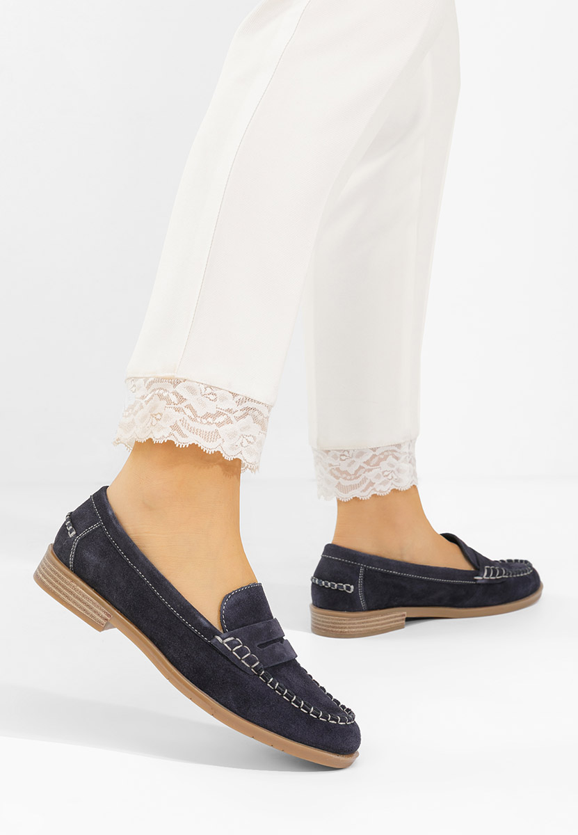 Granatowe mokasyny damskie skórzane Meltanea V2