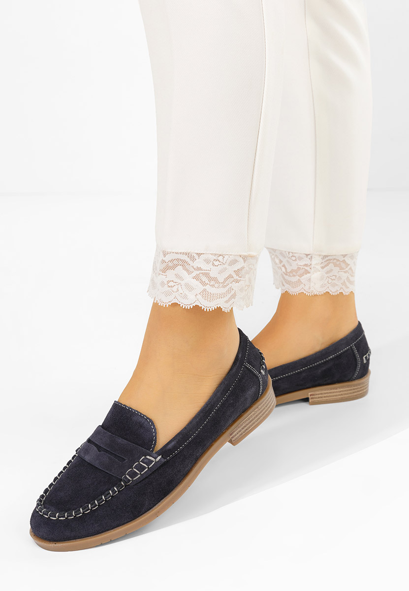 Granatowe mokasyny damskie skórzane Meltanea V2