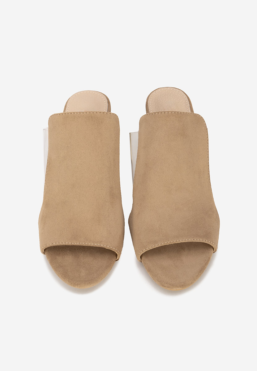 Khaki klapki na obcasie Floriana