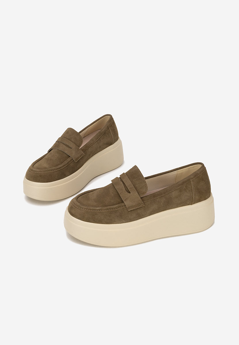 Zielone mokasyny na platformie Herminia