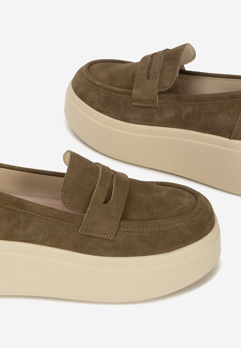 Zielone mokasyny na platformie Herminia