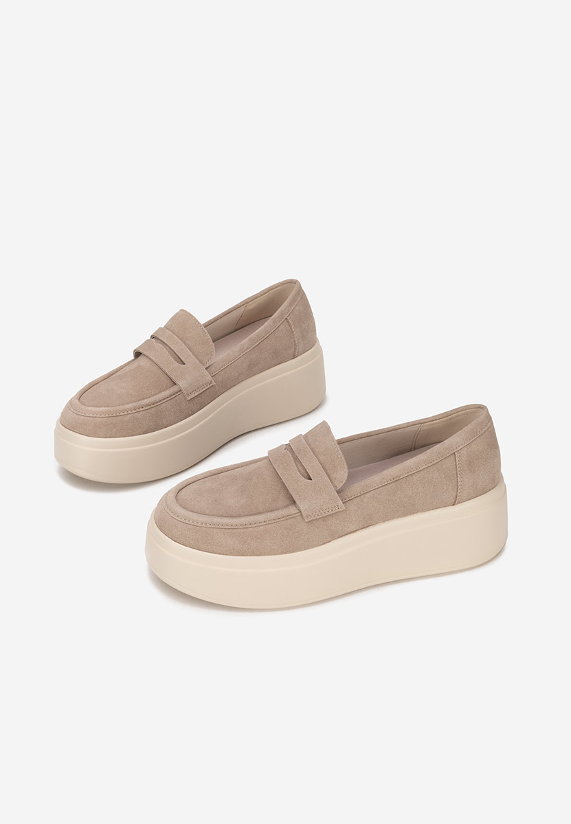 Khaki mokasyny na platformie Herminia