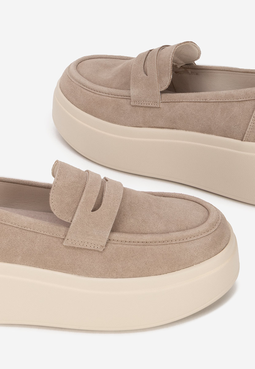 Khaki mokasyny na platformie Herminia