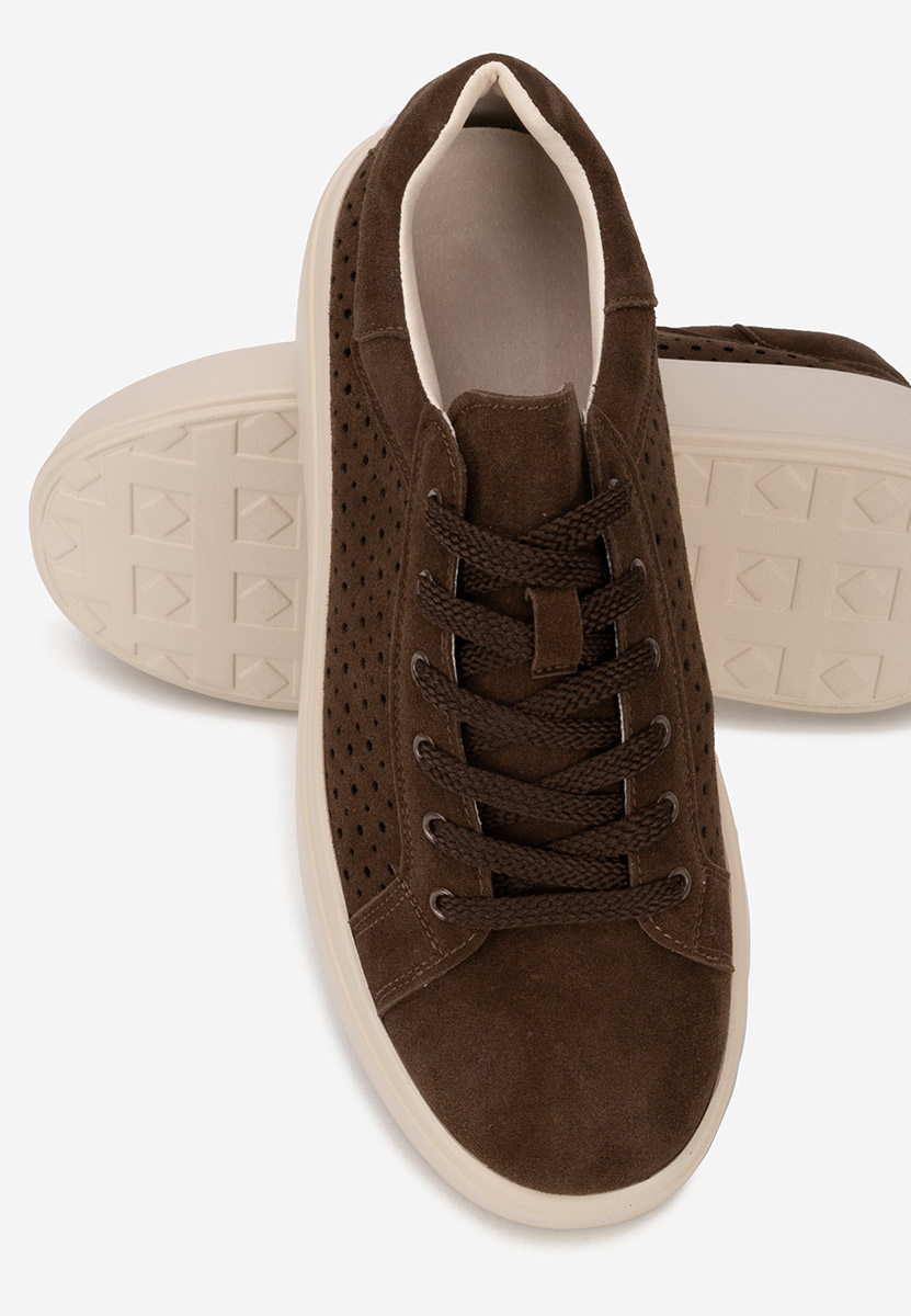 Brązowe sneakersy na platformie Siminia