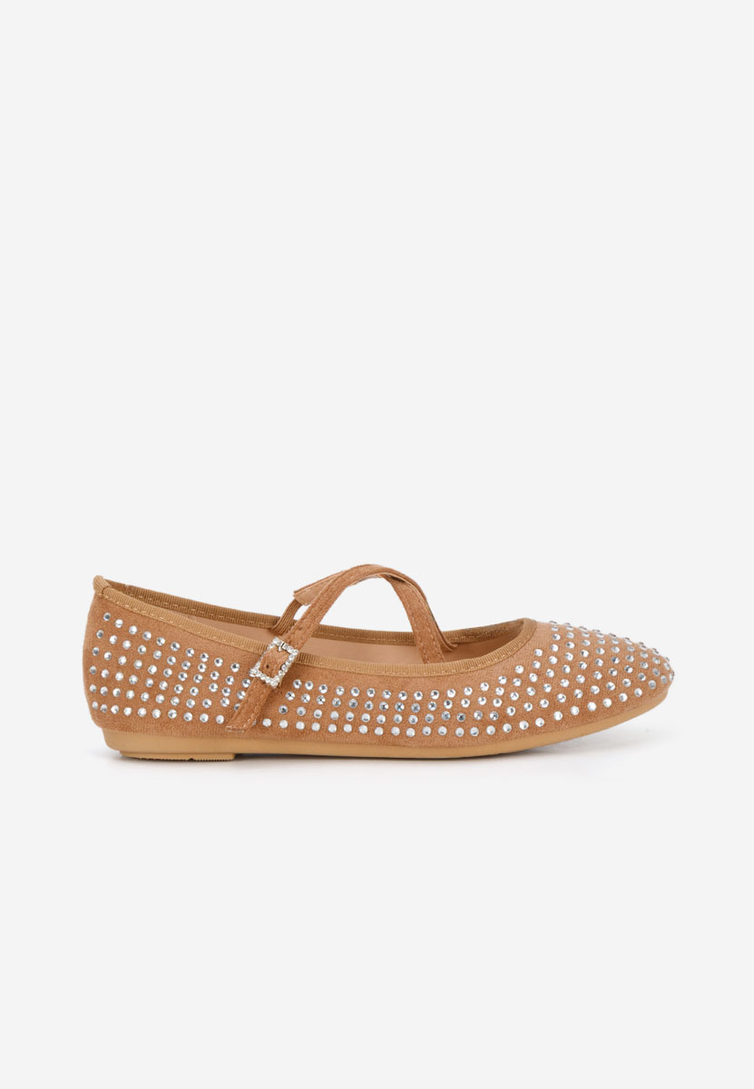 Khaki baleriny z paskiem Karemy