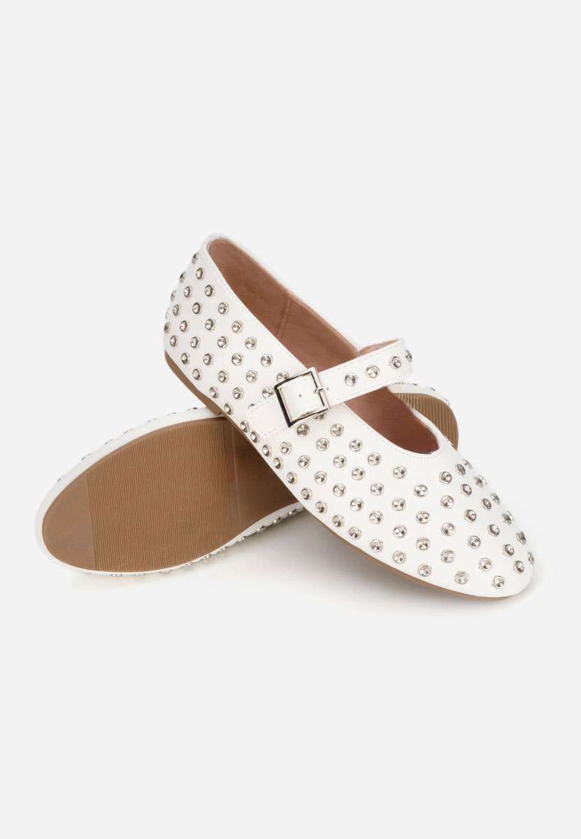 Białe baleriny z paskiem Karem