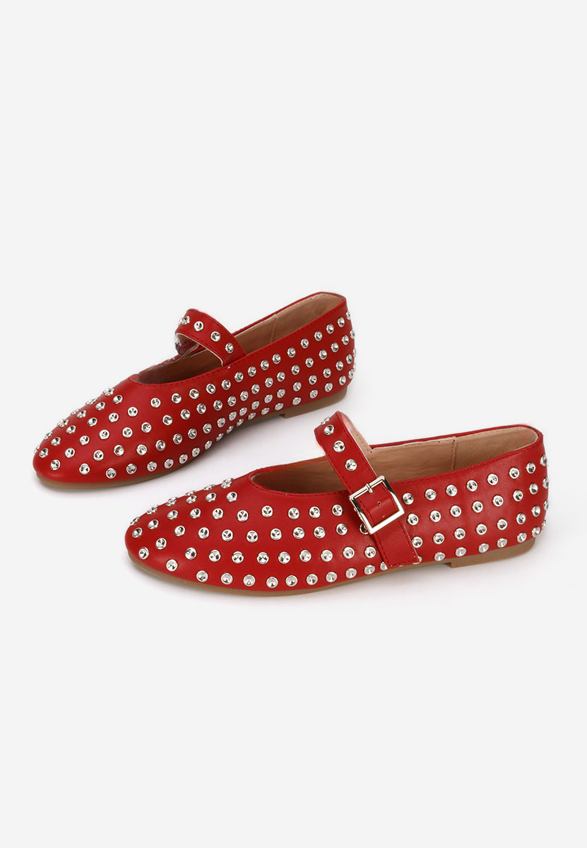 Bordowe baleriny z paskiem Karem