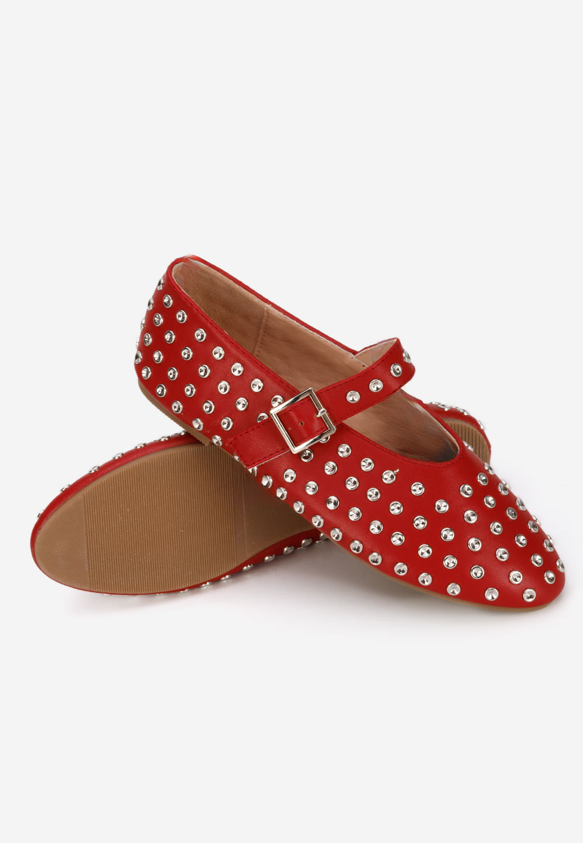 Bordowe baleriny z paskiem Karem