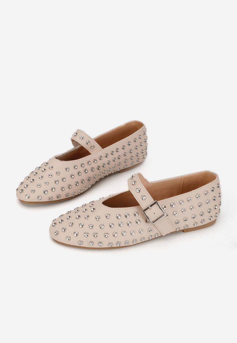 Beżowe baleriny z paskiem Karem