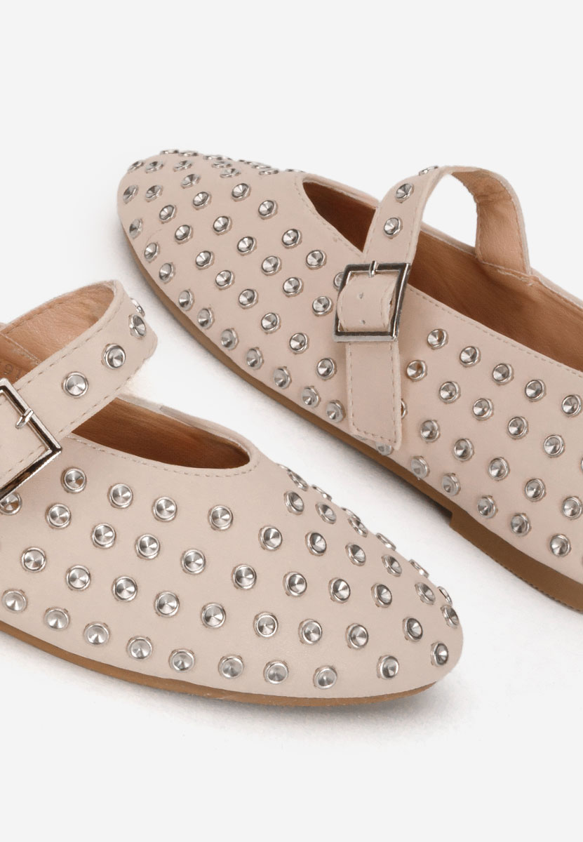 Beżowe baleriny z paskiem Karem