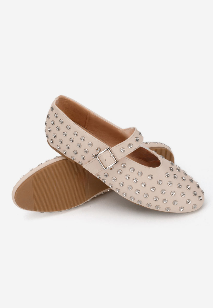 Beżowe baleriny z paskiem Karem