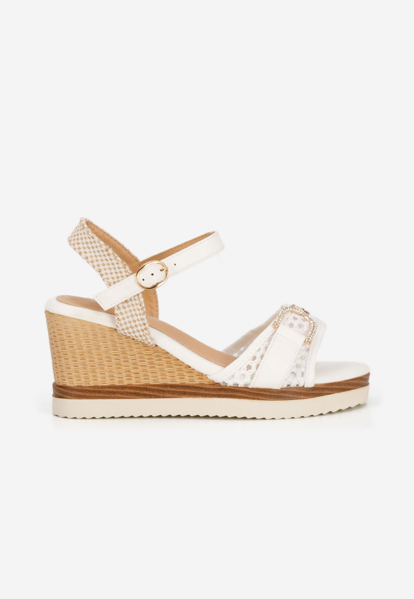 Białe sandały na koturnie Ramiela