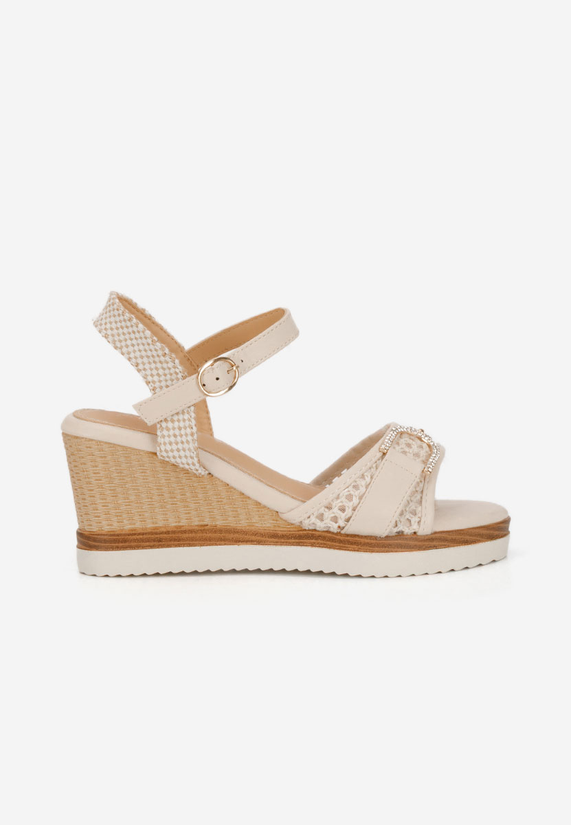 Beżowe sandały na koturnie Ramiela