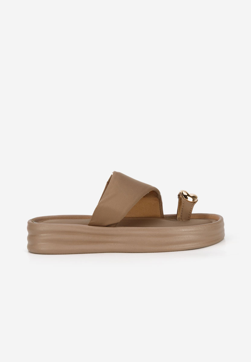 Khaki klapki na platformie Alezzia