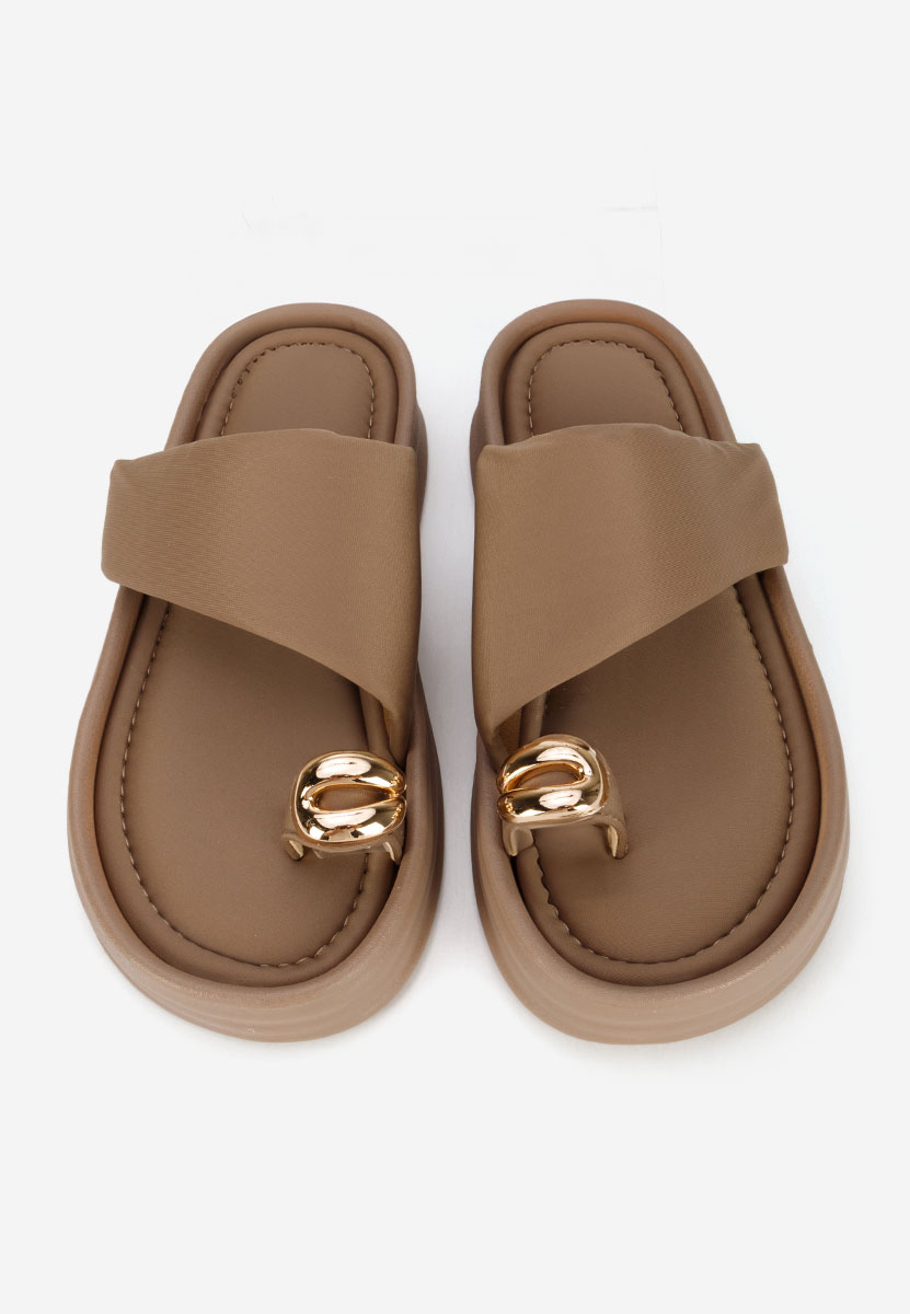 Khaki klapki na platformie Alezzia