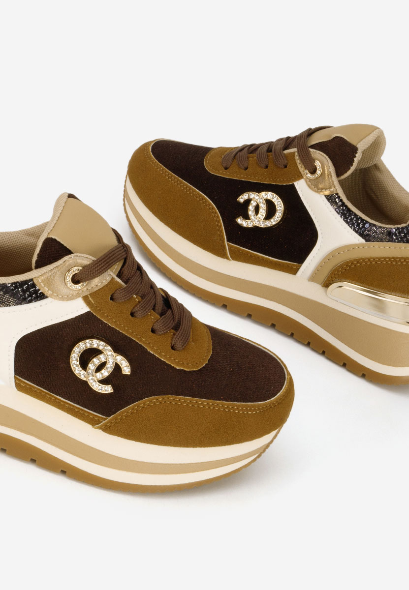 Brązowe sneakersy na platformie Liliza