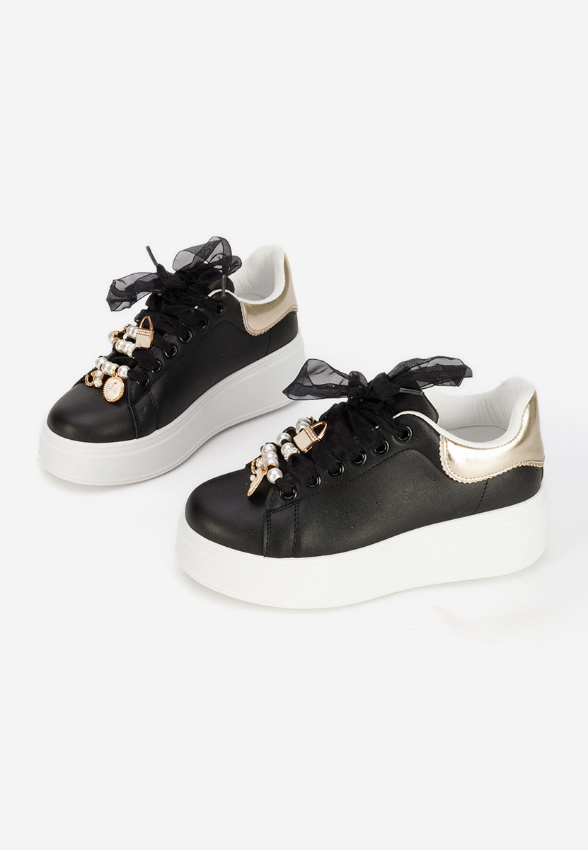 Czarne sneakersy na platformie Cellia