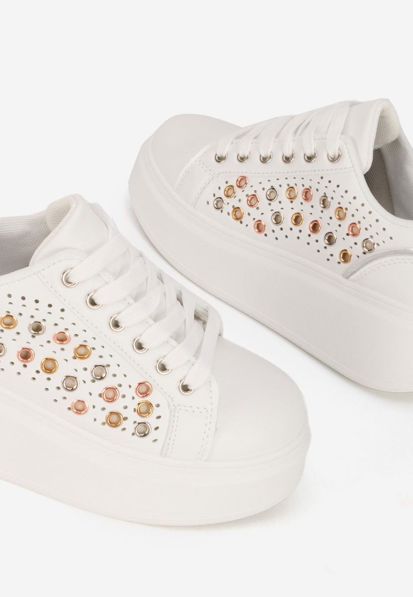 Białe sneakersy na platformie Charolette