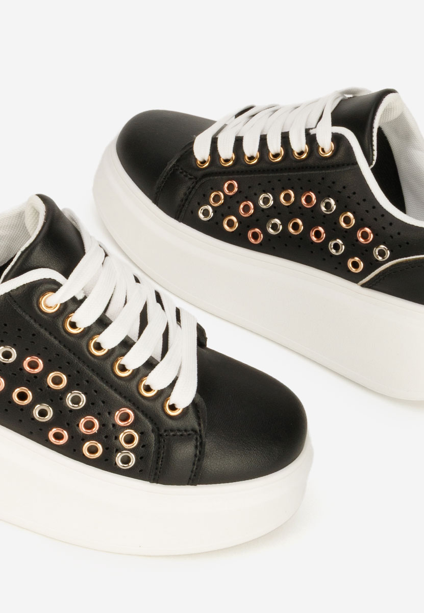 Czarne sneakersy na platformie Charolette