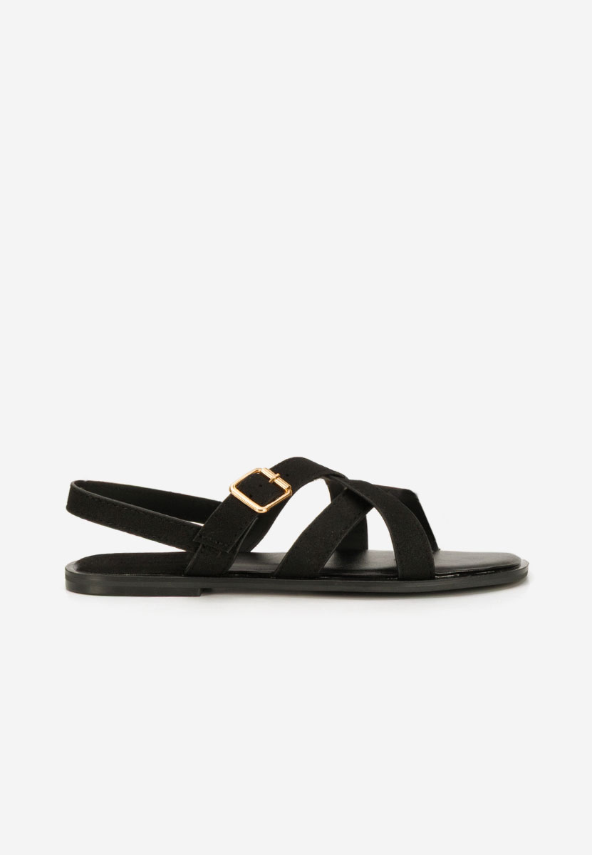 Czarne sandały płaski Anissea