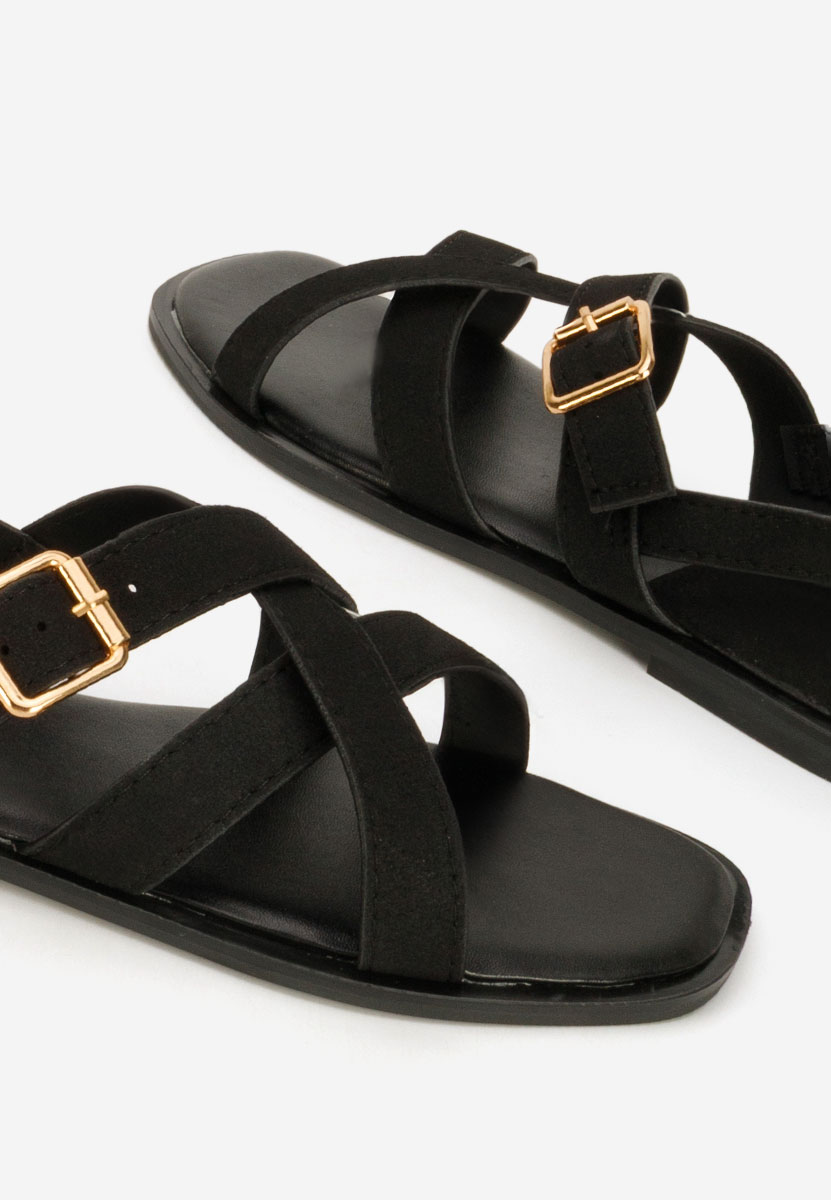 Czarne sandały płaski Anissea